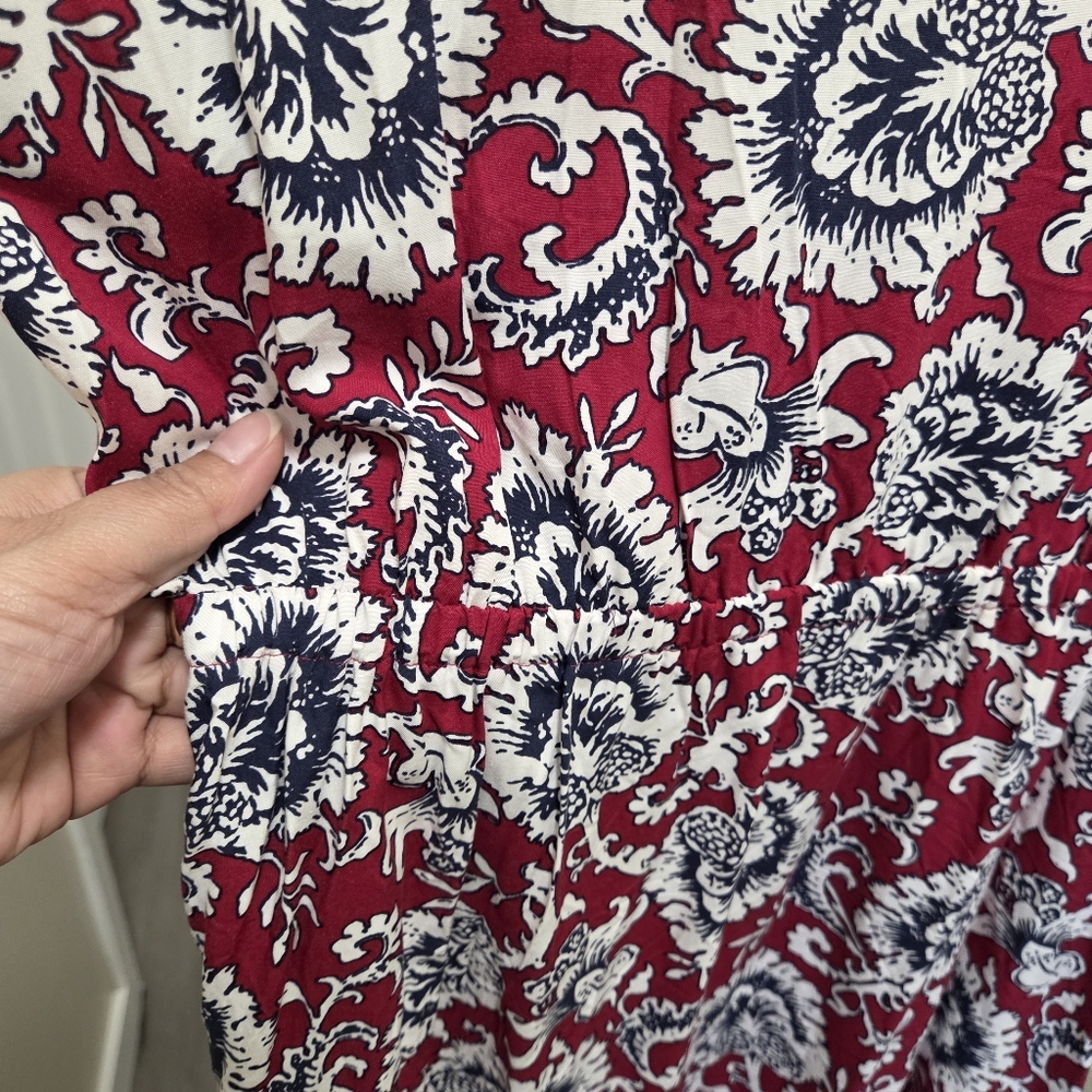 GAP Red Floral Halter Maxi Dress 100% Viscose Boho Resort Flowy Summer Vacation - Picture 4 of 10